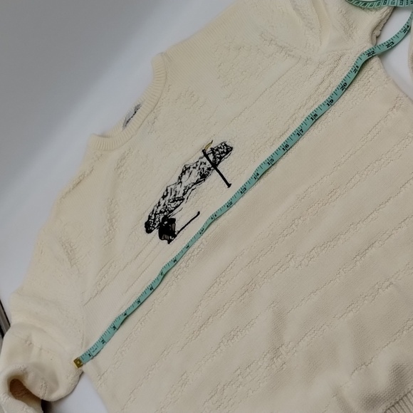 Cypress links golf sweater men's size medium cream golf logo 100% cotton - Picture 6 of 7